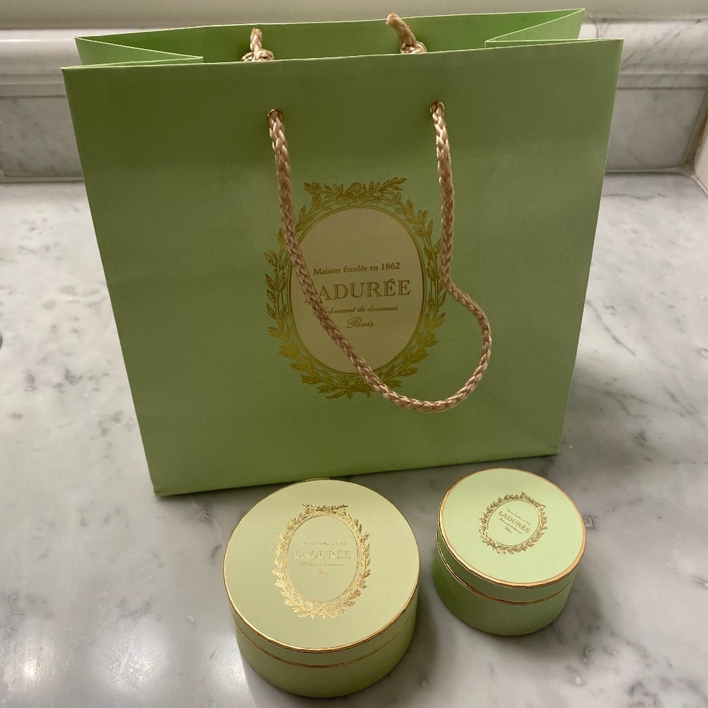 Laduree Bakery Bag, Round Boxes - Green and Gold